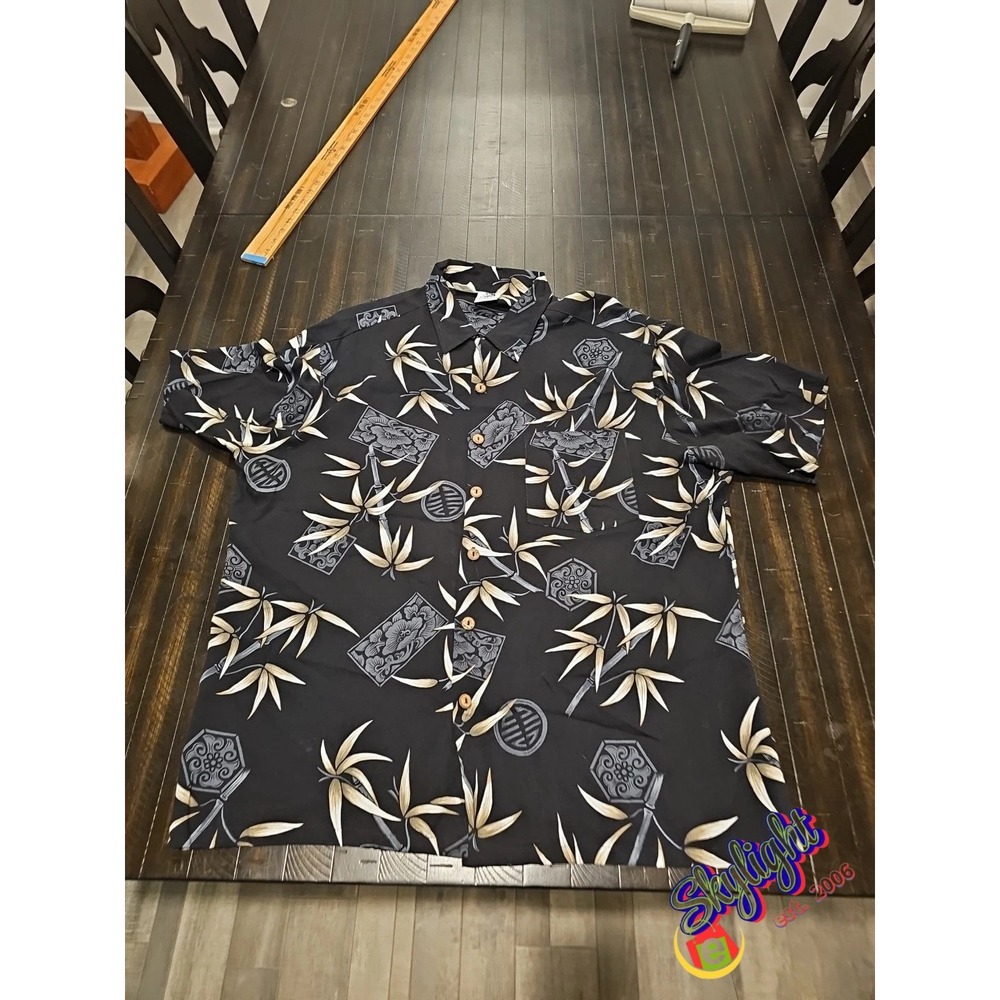 Kennington Men Vtg 2000s Rayon Aloha Hawaiian T Shirt Asian Bamboo Geisha Sz Xl‎